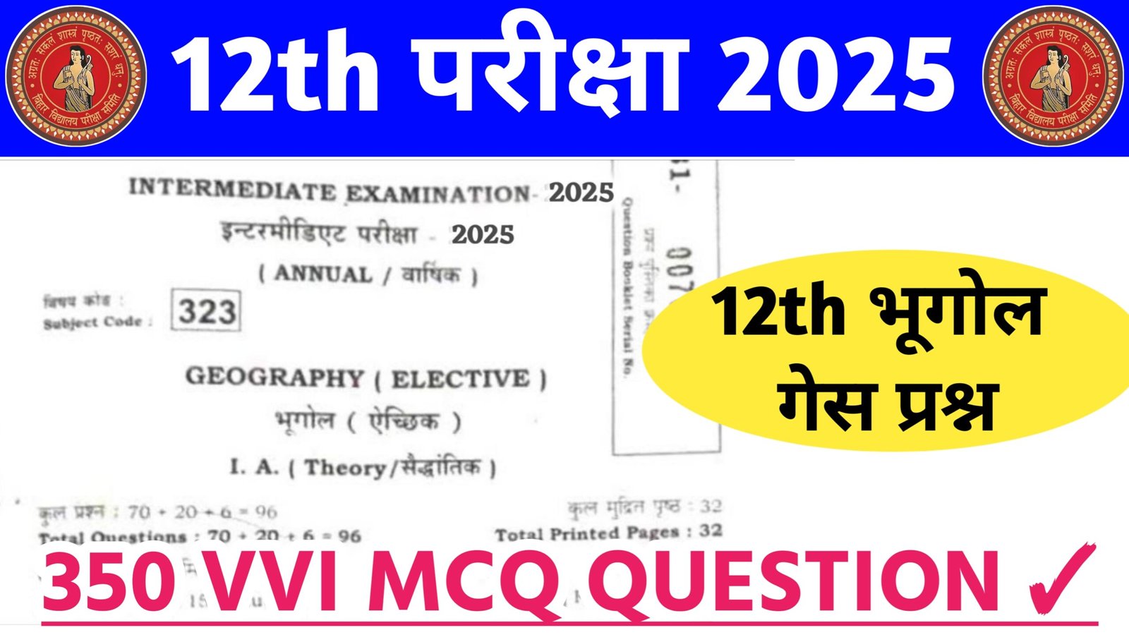 Class 12th Geography 350 Most Important MCQ 2025
