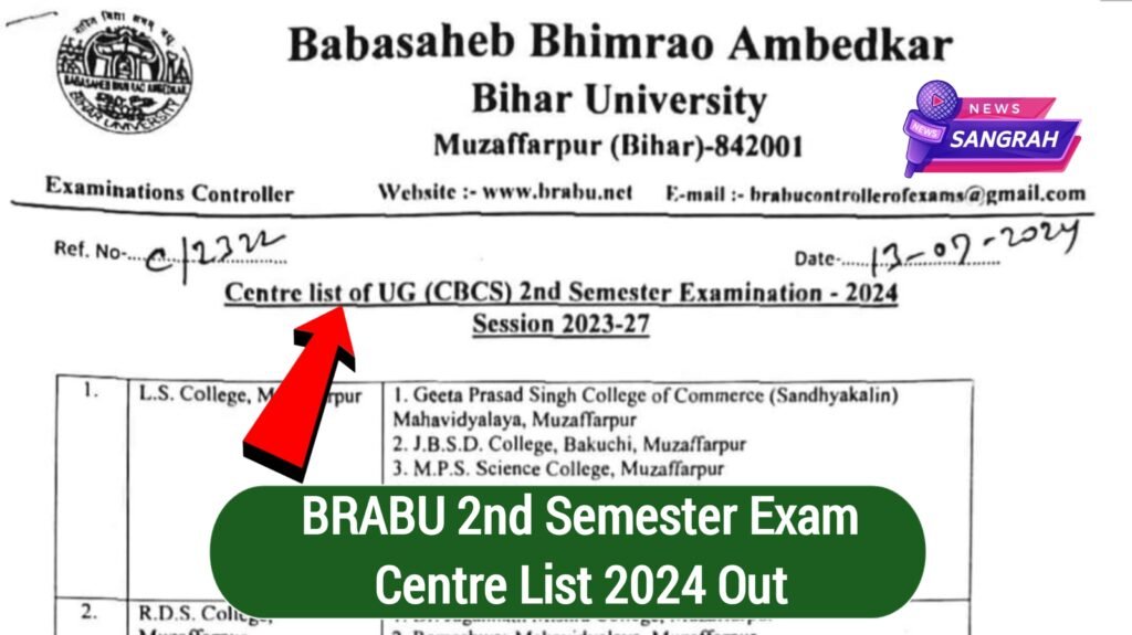 BRABU 2nd Semester Exam Centre List 2024 Out